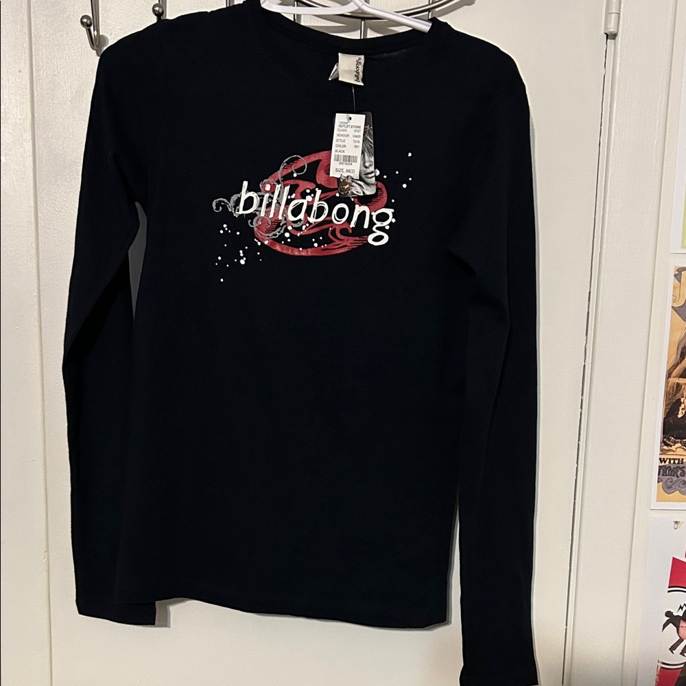 Billabong Black Long Sleeve Tee with Red Graphic